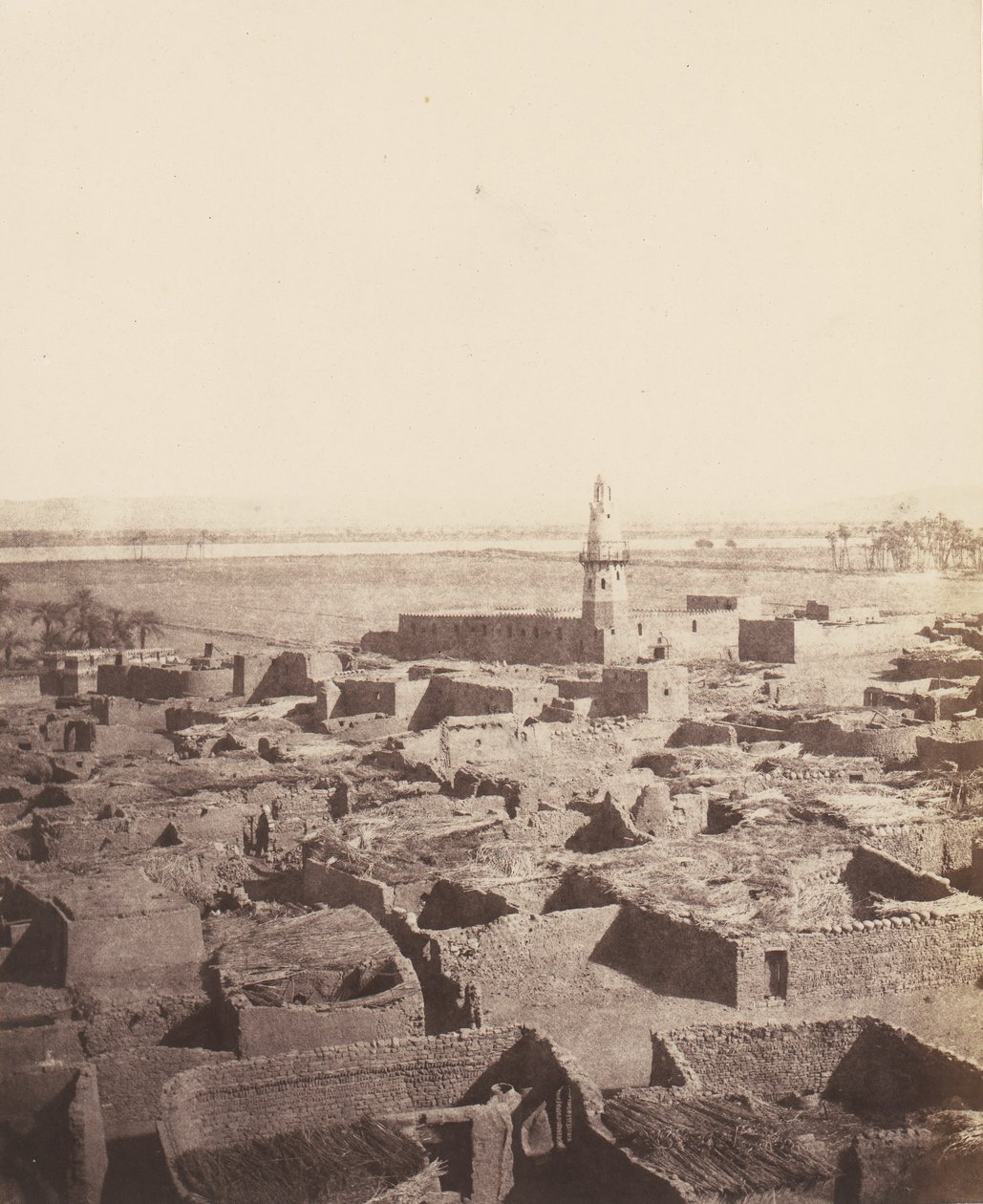 Edfu, General Aspect of the City sett fra Central Platform of the Py..., 1851-52, trykt 1853-54. av Félix Teynard