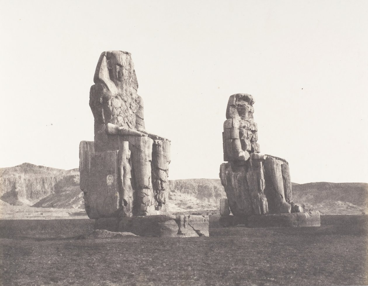 Gournah Theben, Colosses That of Right, Said of Memnon, 1851-52, trykt 1853-54. av Félix Teynard