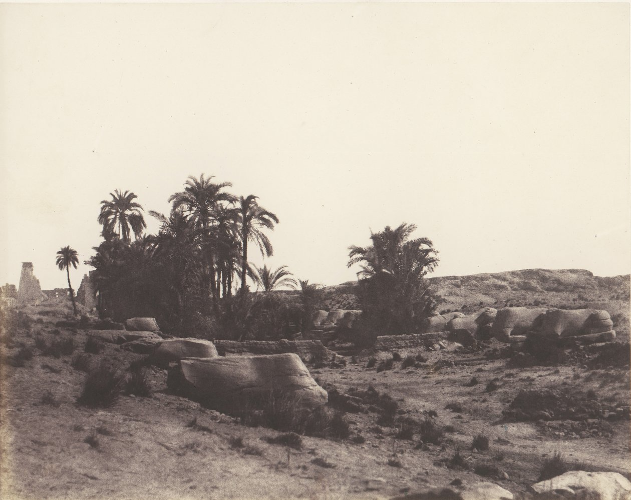Karnak Theben, Avenue of Sphinxes - Generelt syn tatt fra punkt G, 1851-52, trykt 1853-54. av Félix Teynard