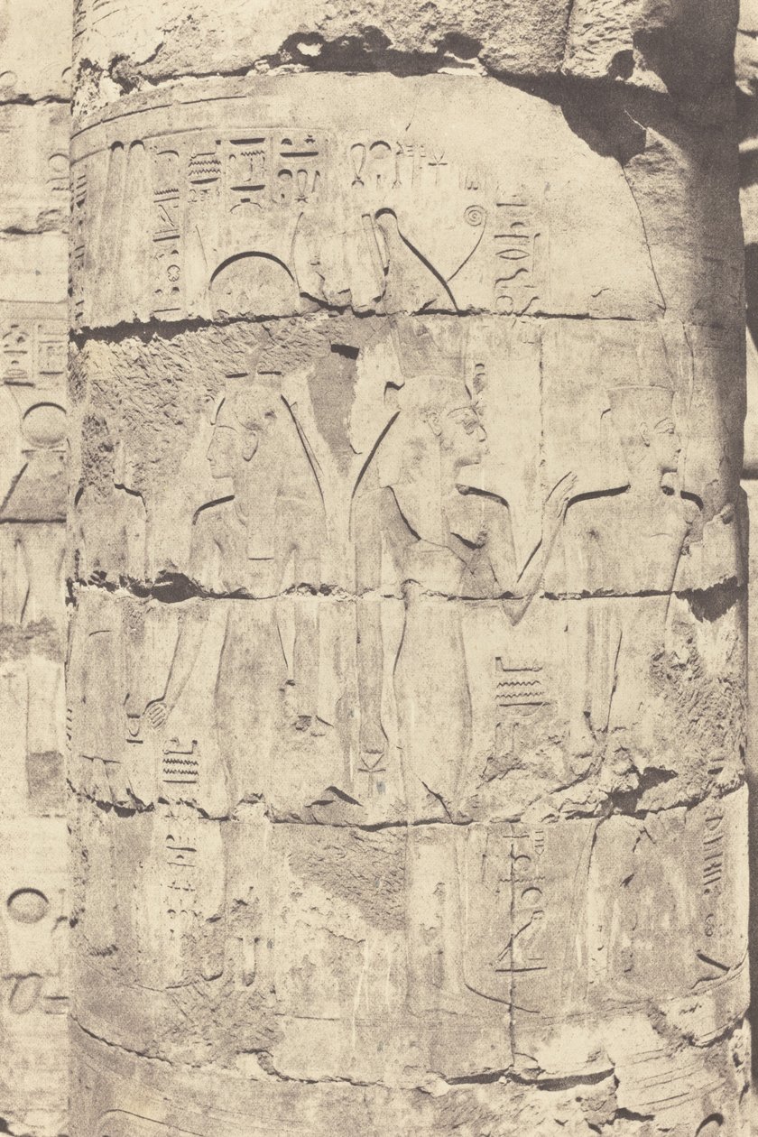 Karnak Theben, Palace--Hypostyle Hall--Central Colonnade--Decoration of a Fut, 1853. av Félix Teynard