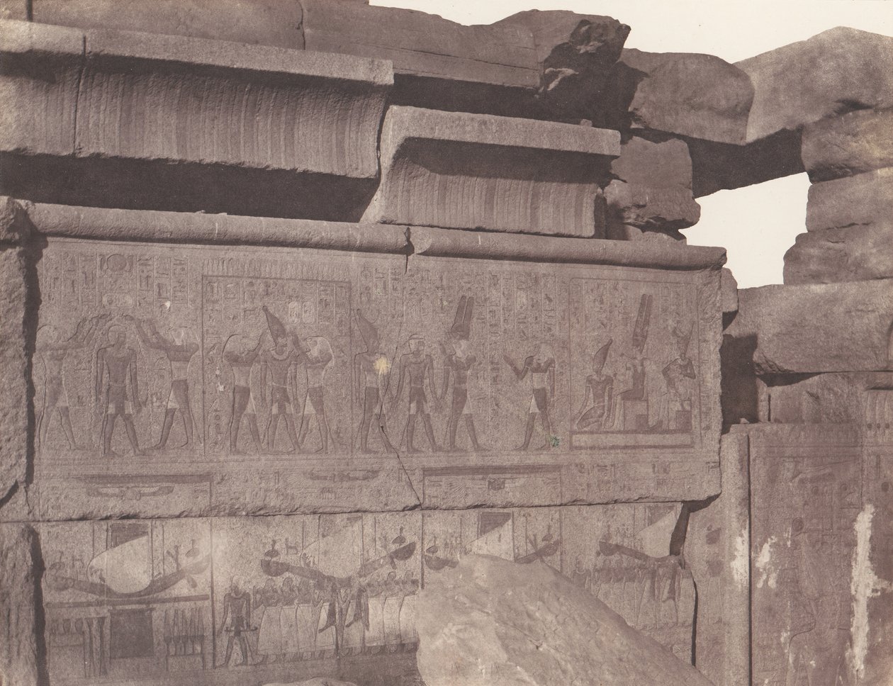 Karnak Theben, palass - konstruksjon av granitt - utskåret dekorasjon..., 1851-52, trykt 1853-54. av Félix Teynard