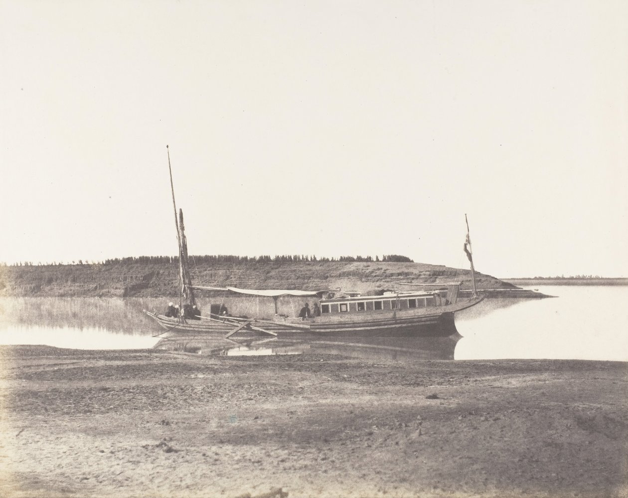 Louksor, Petit Bras du Nile - Voyageurs Barque, 1851-52, trykt 1853-54. av Félix Teynard