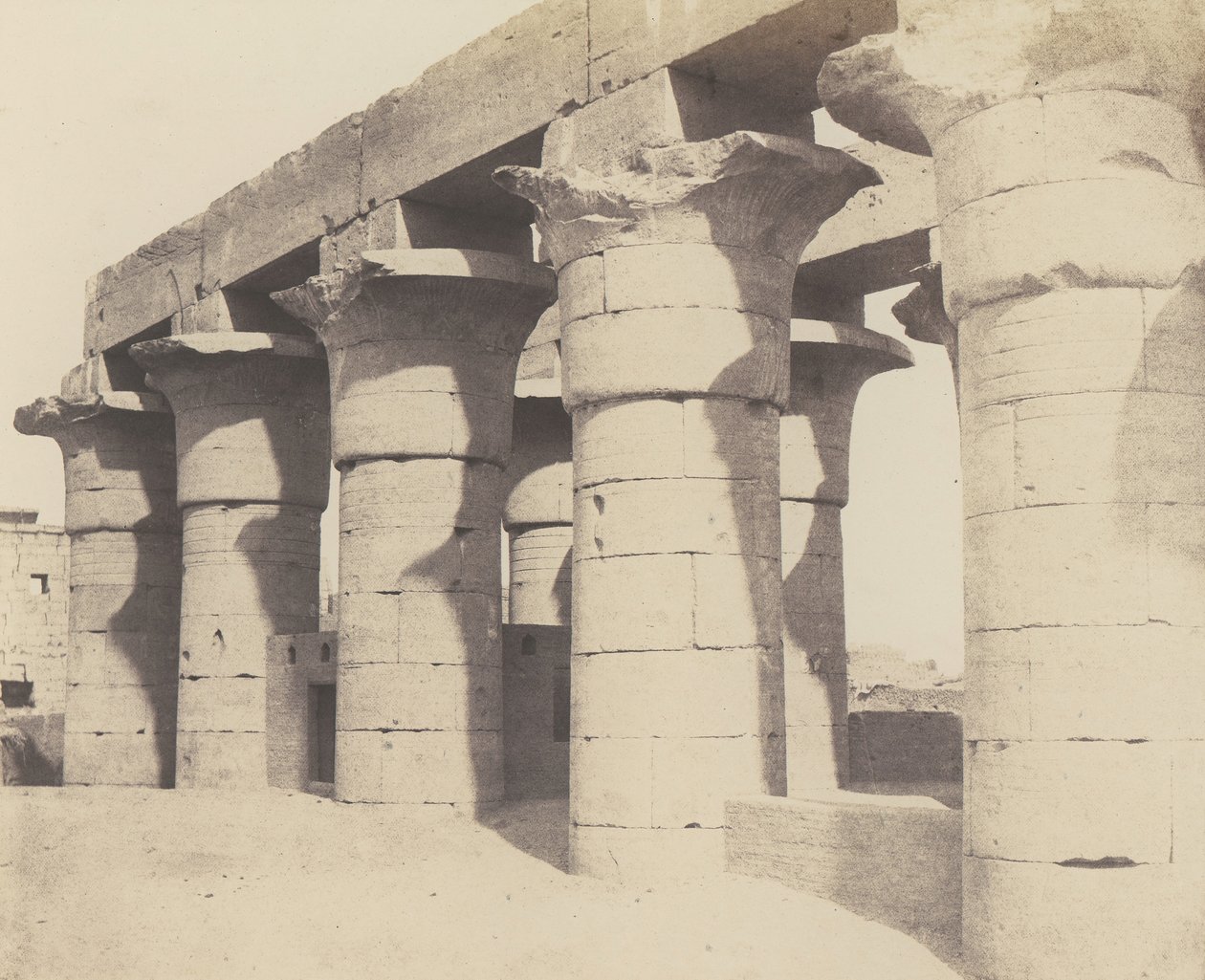 Louksor Thèbes. Construction Centrale - Grande Colonnade, 1851-52, trykt 1853-54. av Félix Teynard