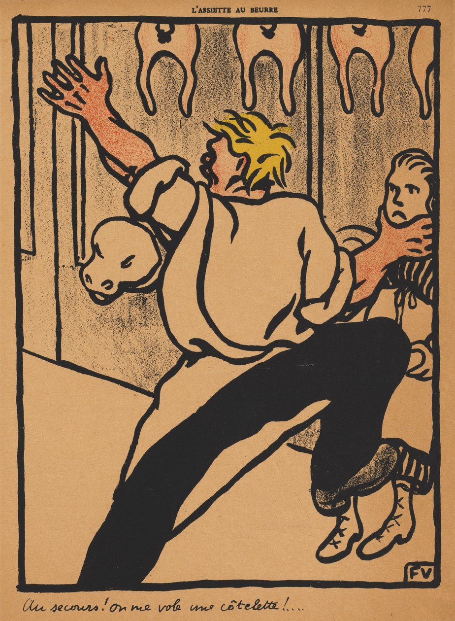 Crimes and Punishments XX, 777: Hjelp! Koteletten min blir stjålet! av Félix Vallotton
