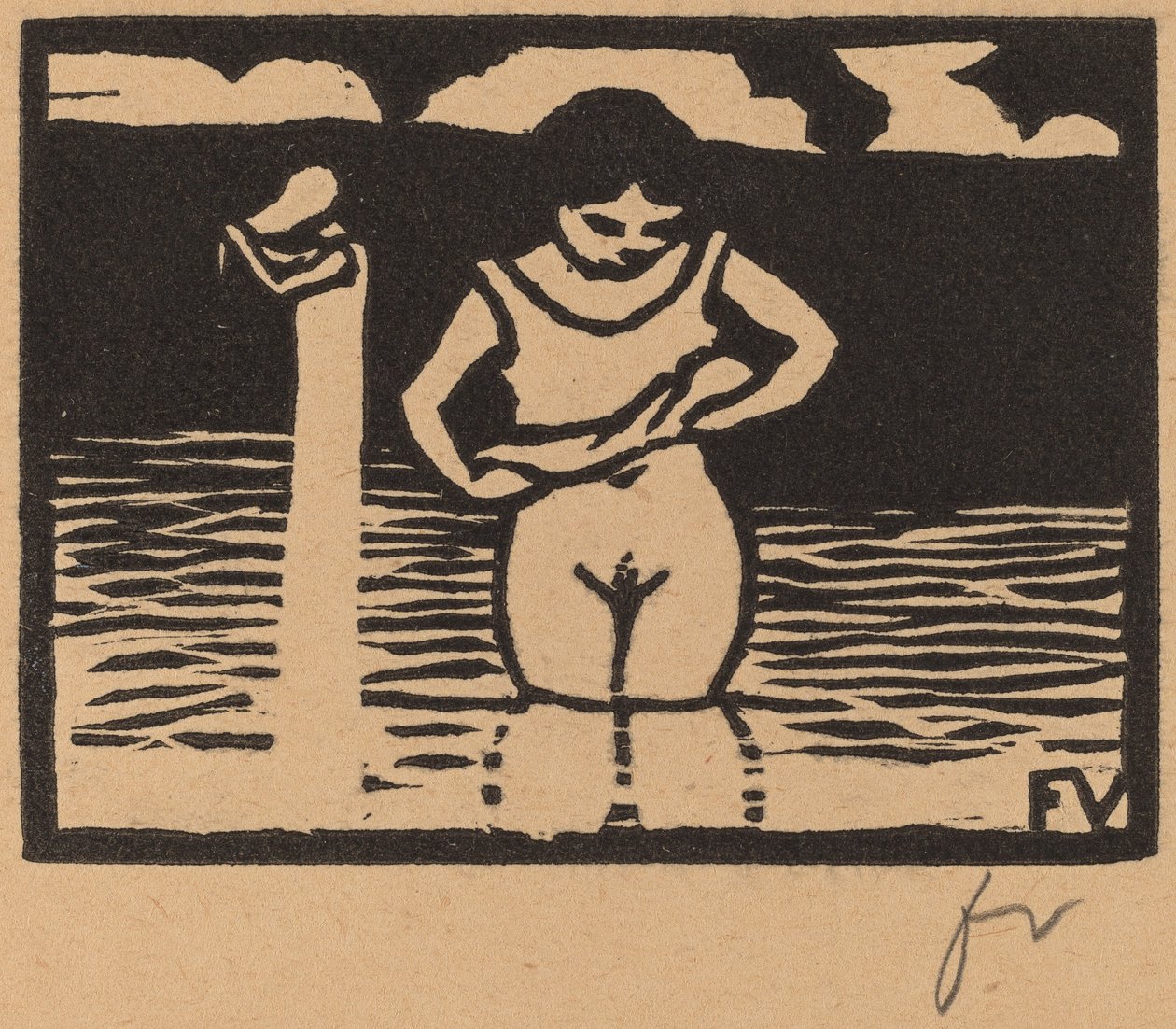 Jente som løfter skjorta av Félix Vallotton