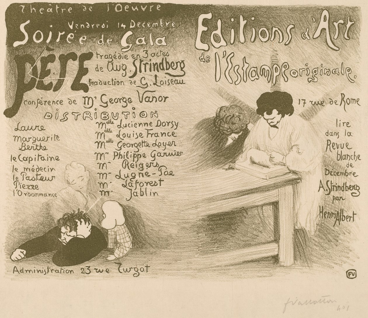 Far: tragedie i 3 akter innen august. Strindberg, 1894. av Félix Vallotton