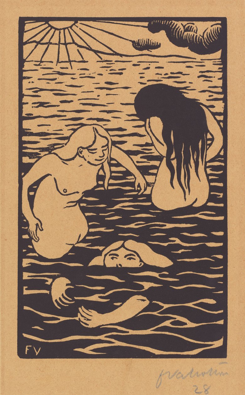 Tre badende av Félix Vallotton