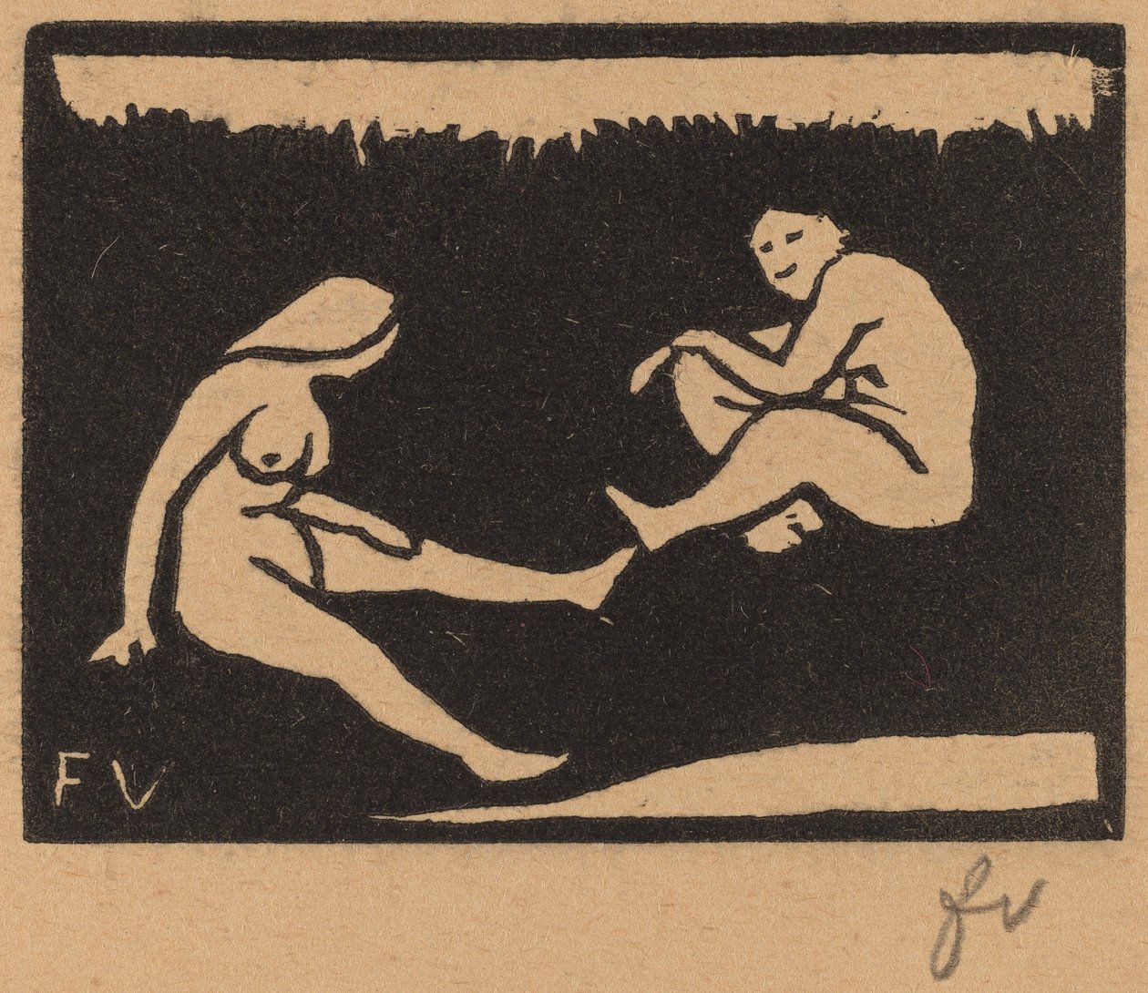 To sittende badere To sittende badere, 1893. av Félix Vallotton