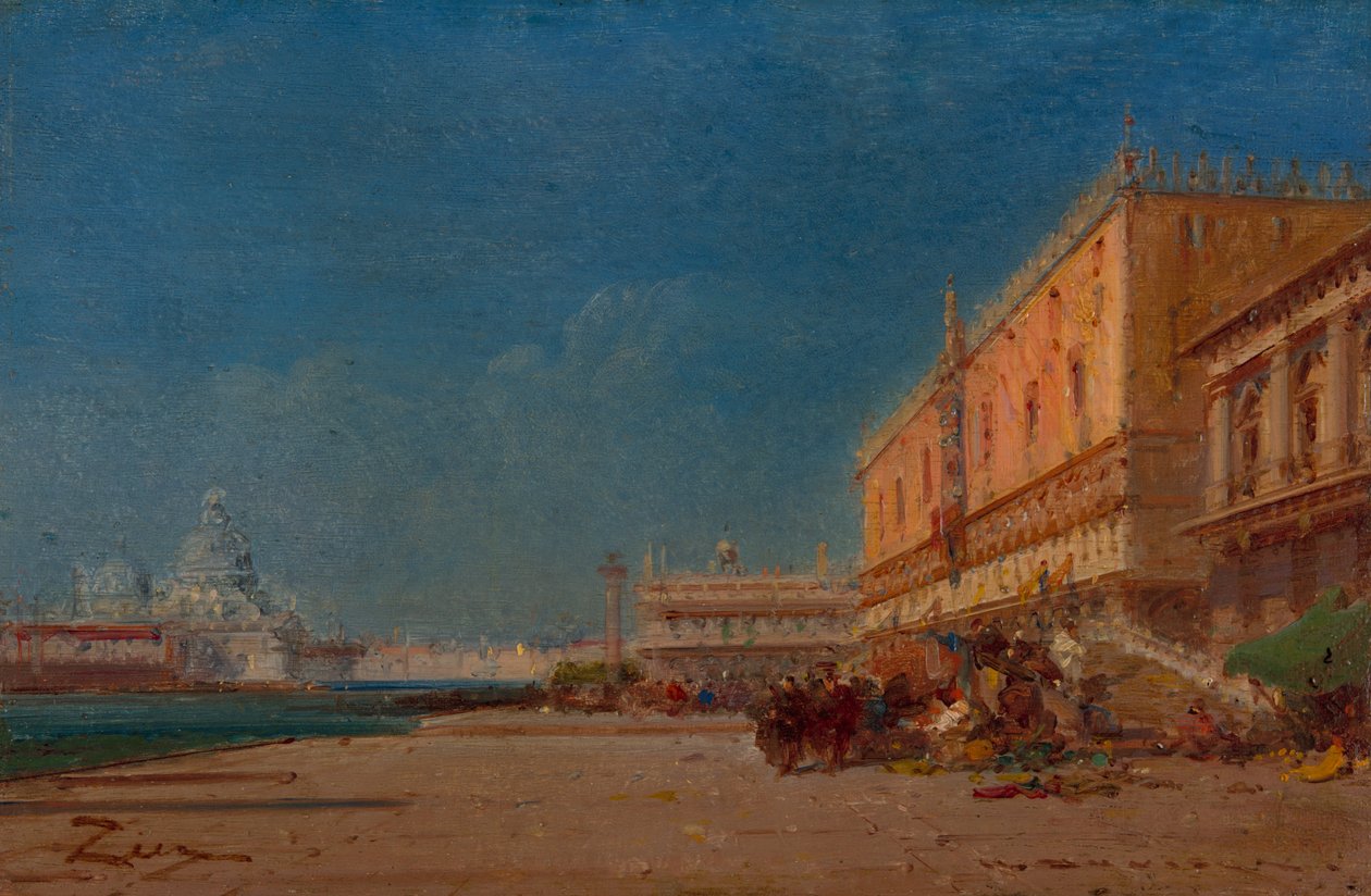 Venezia fra Riva ser mot Piazzale San Marco av Félix Ziem