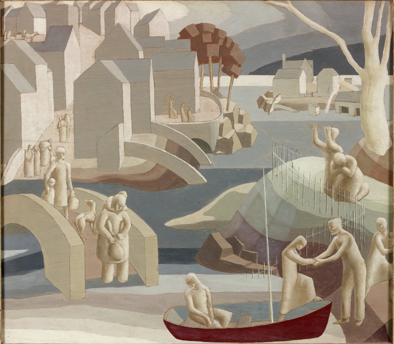 The Flood, ca. 1941 (olje og blyant på panel) av Flora A. P. Glover