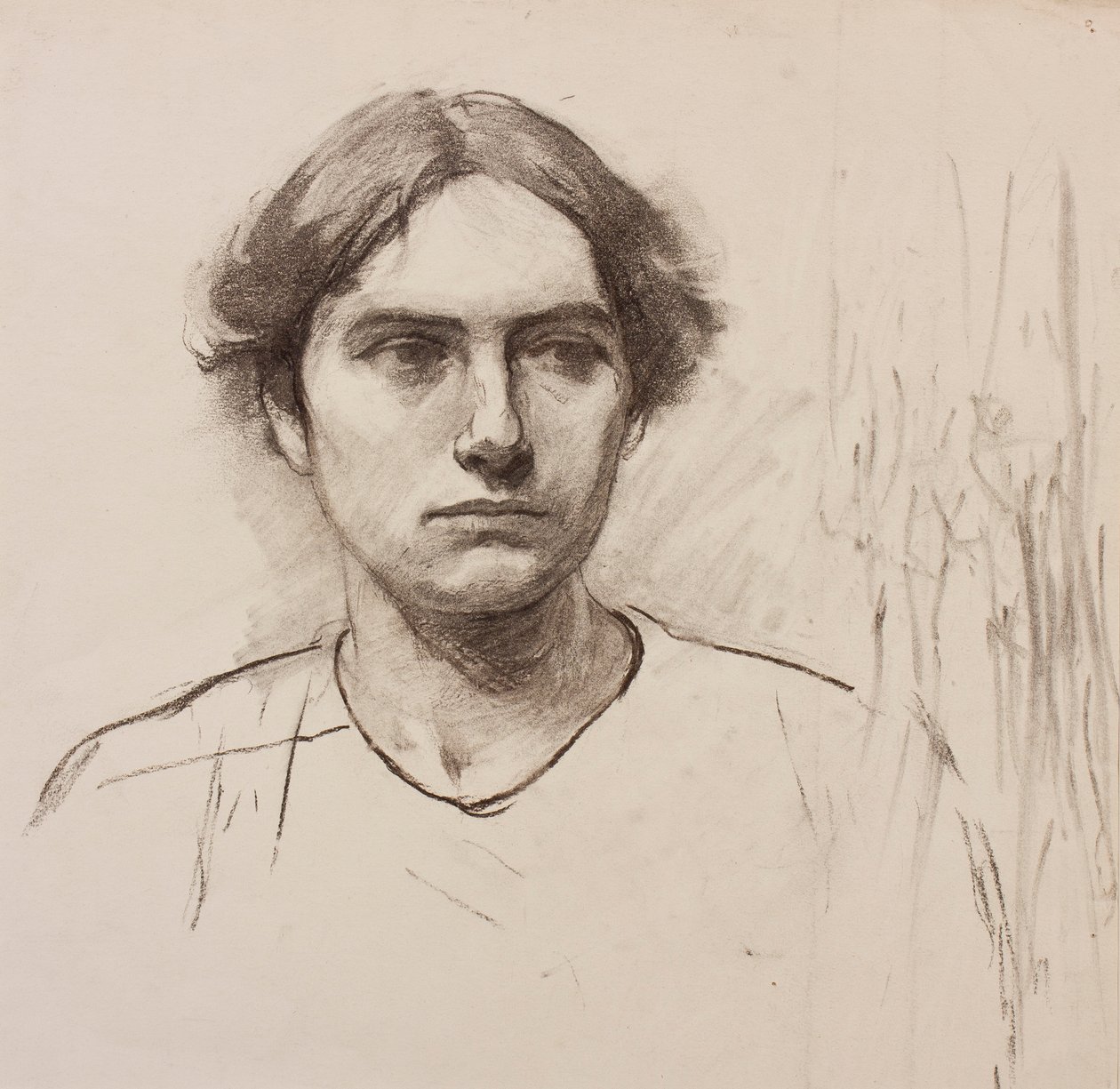 Leder for en kunstskolemodell, ca. 1900 (kull på papir) av Florence Eleanor Shepard