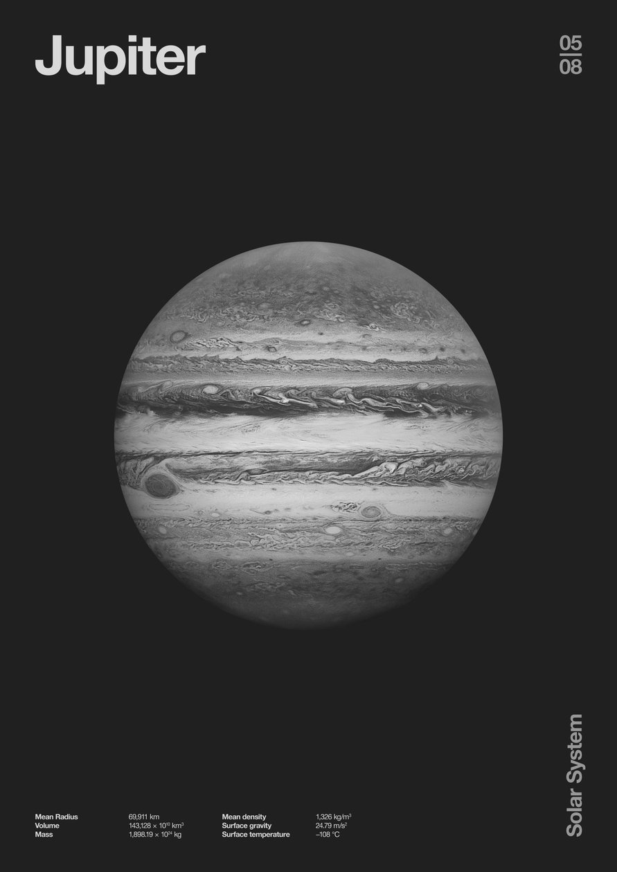 Jupiter : Minimal Planets Datas, 2023 (digital) av Florent Bodart