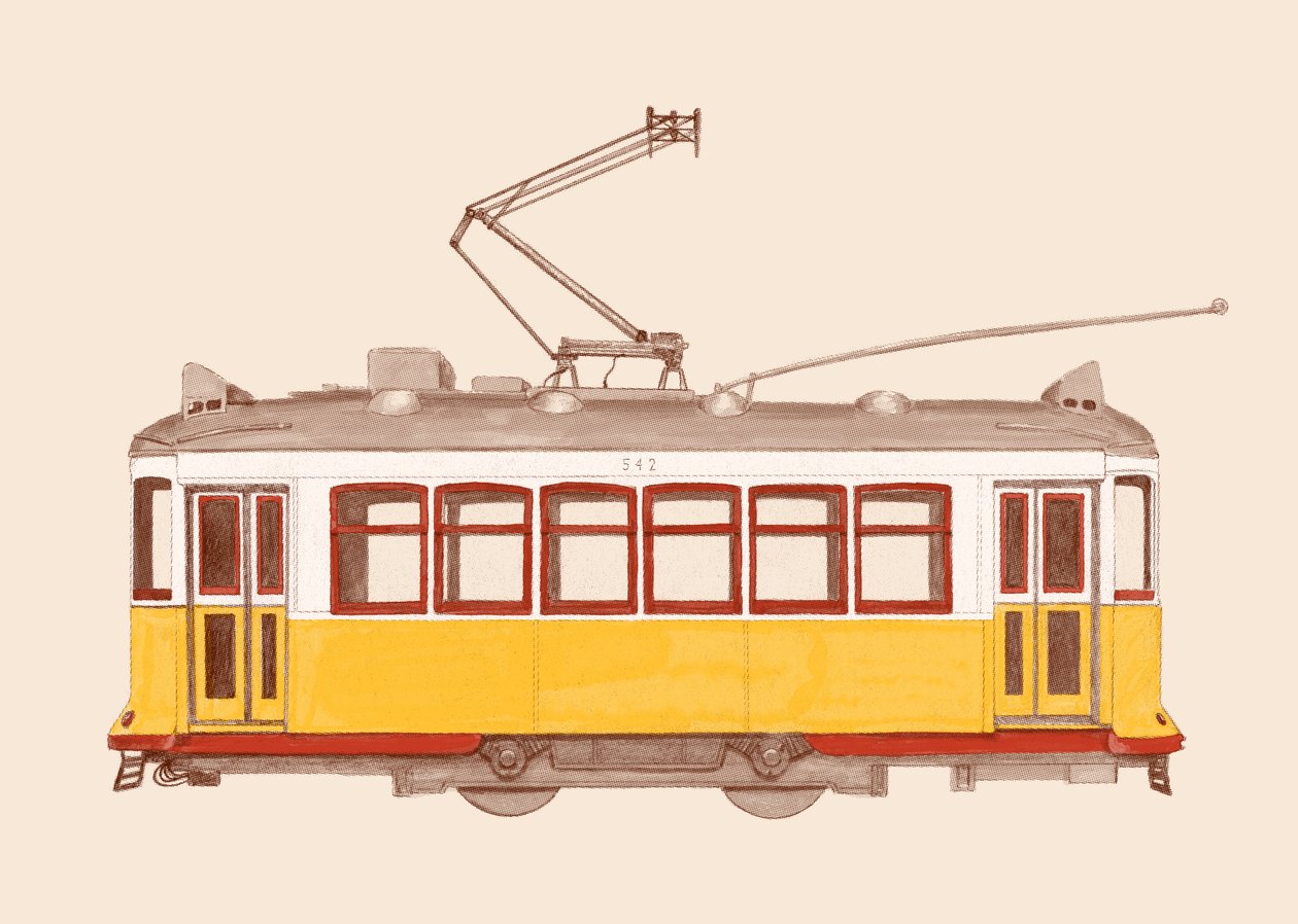 Lisboa – Trikk, 2020 (blyant, digital) av Florent Bodart
