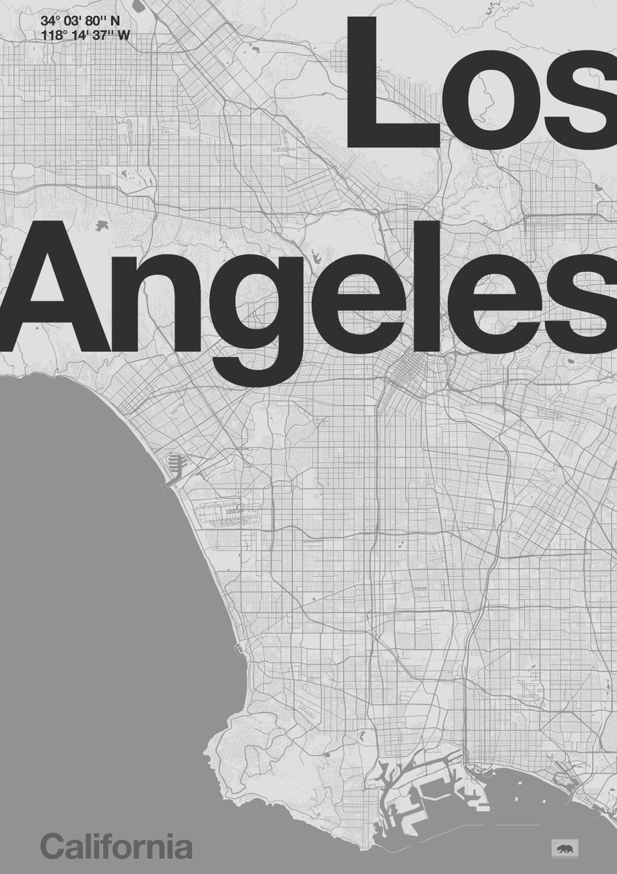 Los Angeles minimalt kart av Florent Bodart