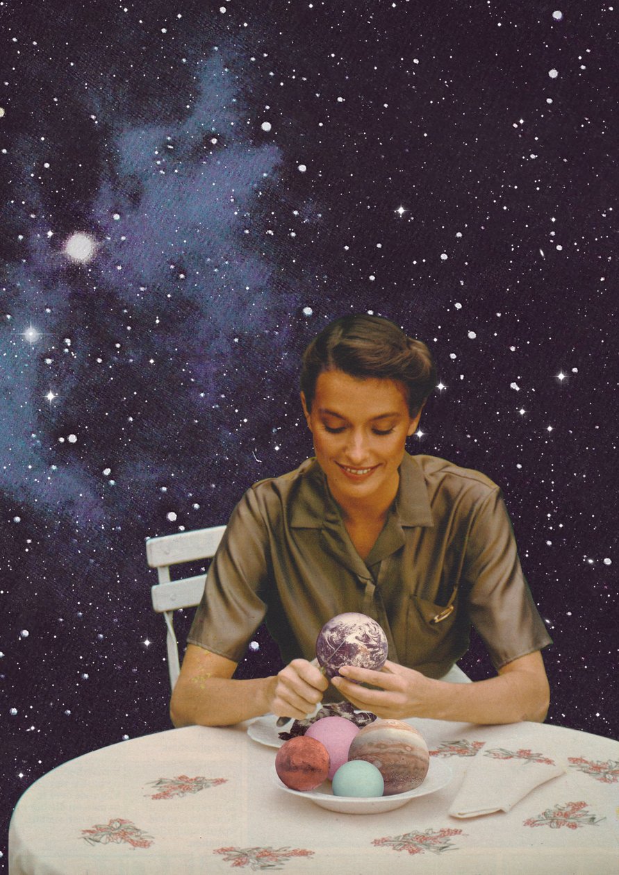 Woman Peeling the Earth, 2020 (collage) av Florent Bodart