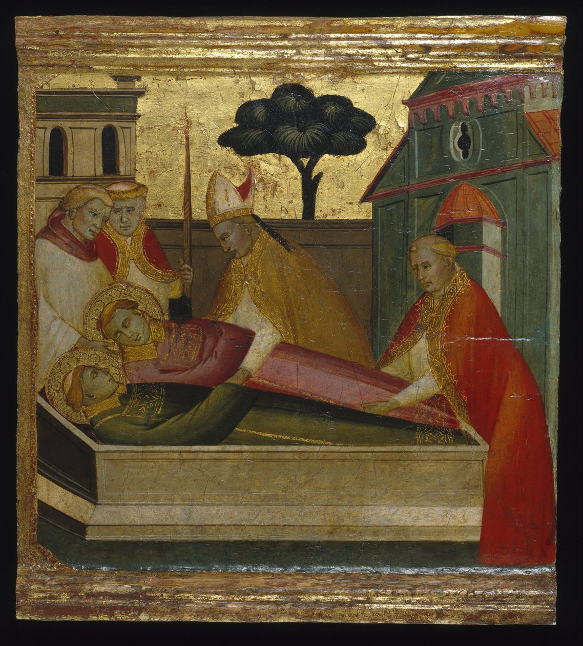 Saint Lawrence gravlagt i Saint Stephens grav av Florentine Lorenzo di Niccolò