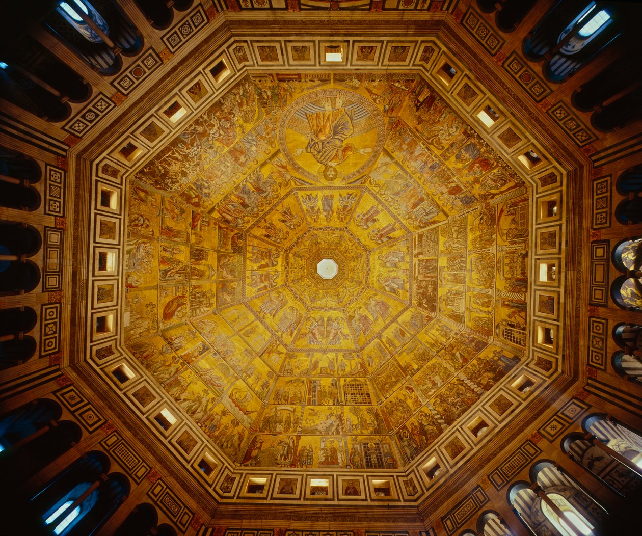 Kuppelformet tak i St Johns Baptistry, Firenze (mosaikk) av Florentine School