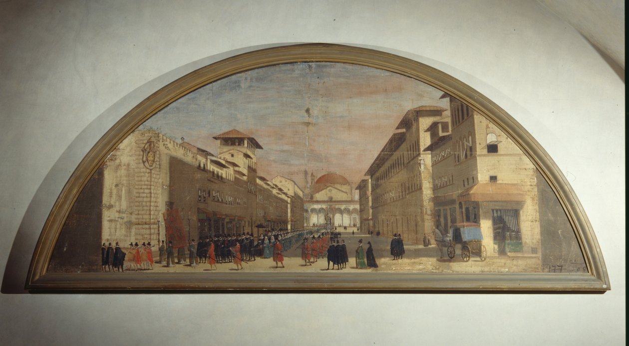 Lunett med utsikt over Via de Servi, Firenze av Florentine School