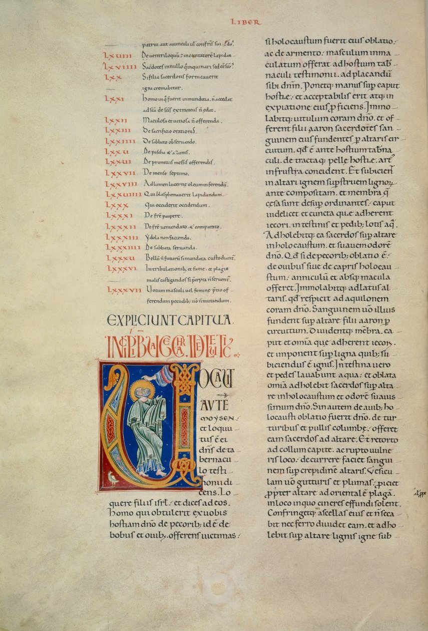 Side fra Bibelen til Corbolino med initial som representerer Gud som taler til Moses (Cod. Conventi Soppressi 630, ca. 52v), manuskript av Florentine School
