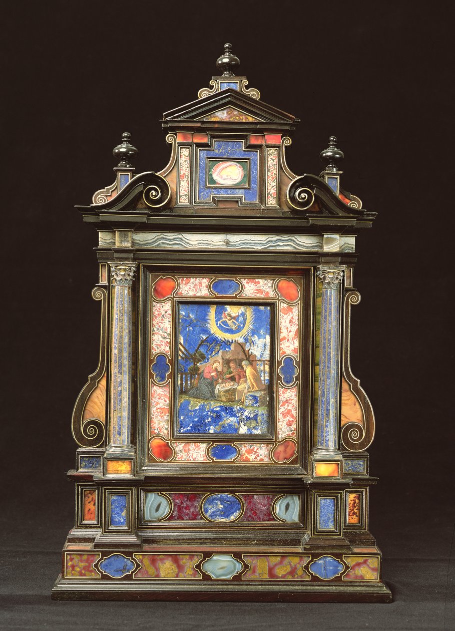 Bærbar altertavle, med fødselen, florentinsk (pietra dura) av Florentine School