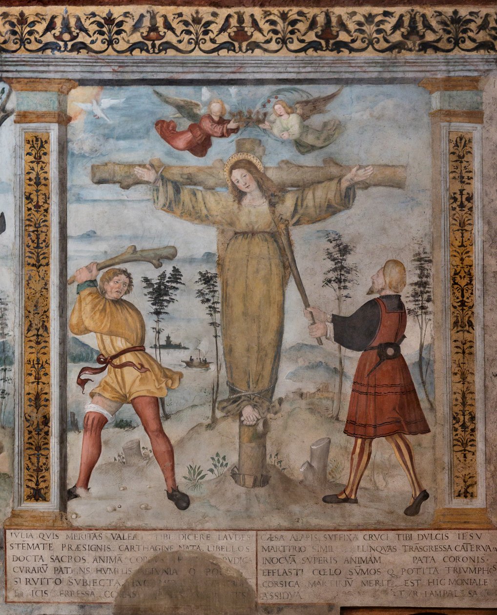 Detalj av korsfestelsen av St. Julia, fresker på historiene om S. Giulia og Kristus av Floriano (and workshop) Ferramola