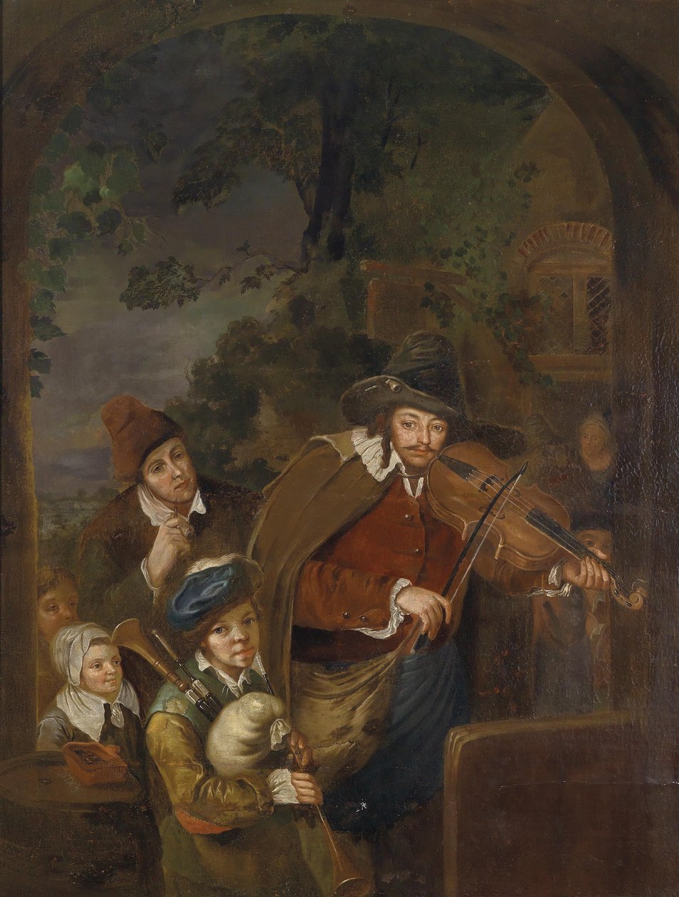Reisende musikere av Follower of Christian Wilhelm Ernst Dietrich