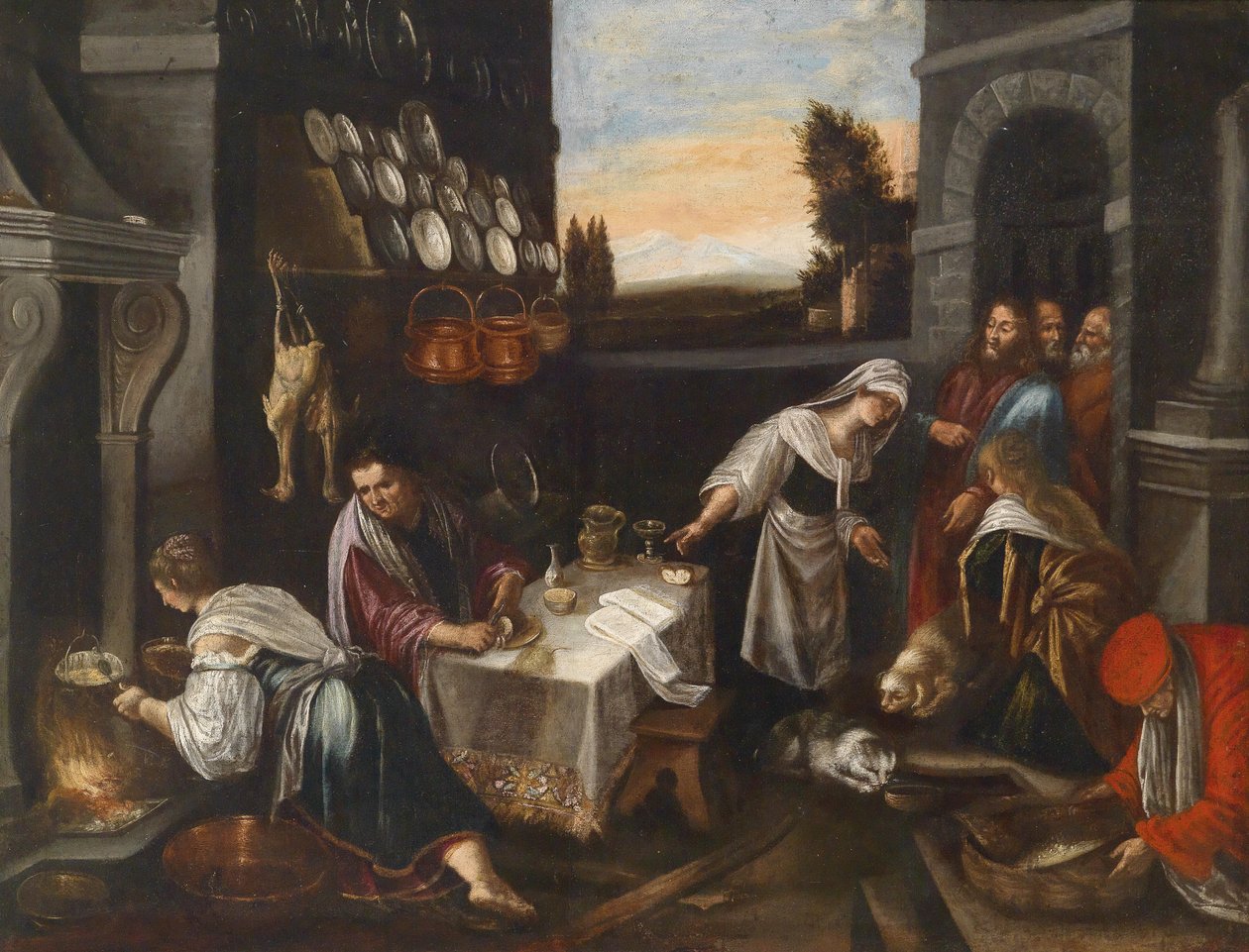 Kristus i huset til Martha og Mary av Follower of Jacopo Bassano