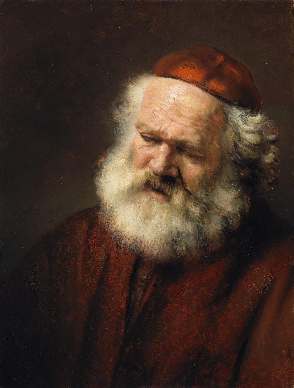 Hodet til en gammel mann av Follower of Rembrandt