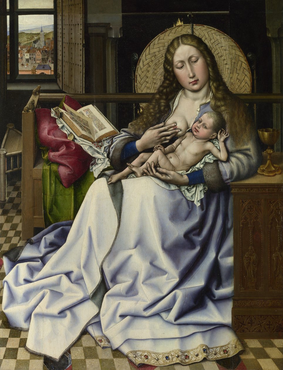 Jomfruen og barnet før en ildskjerm av Robert Campin