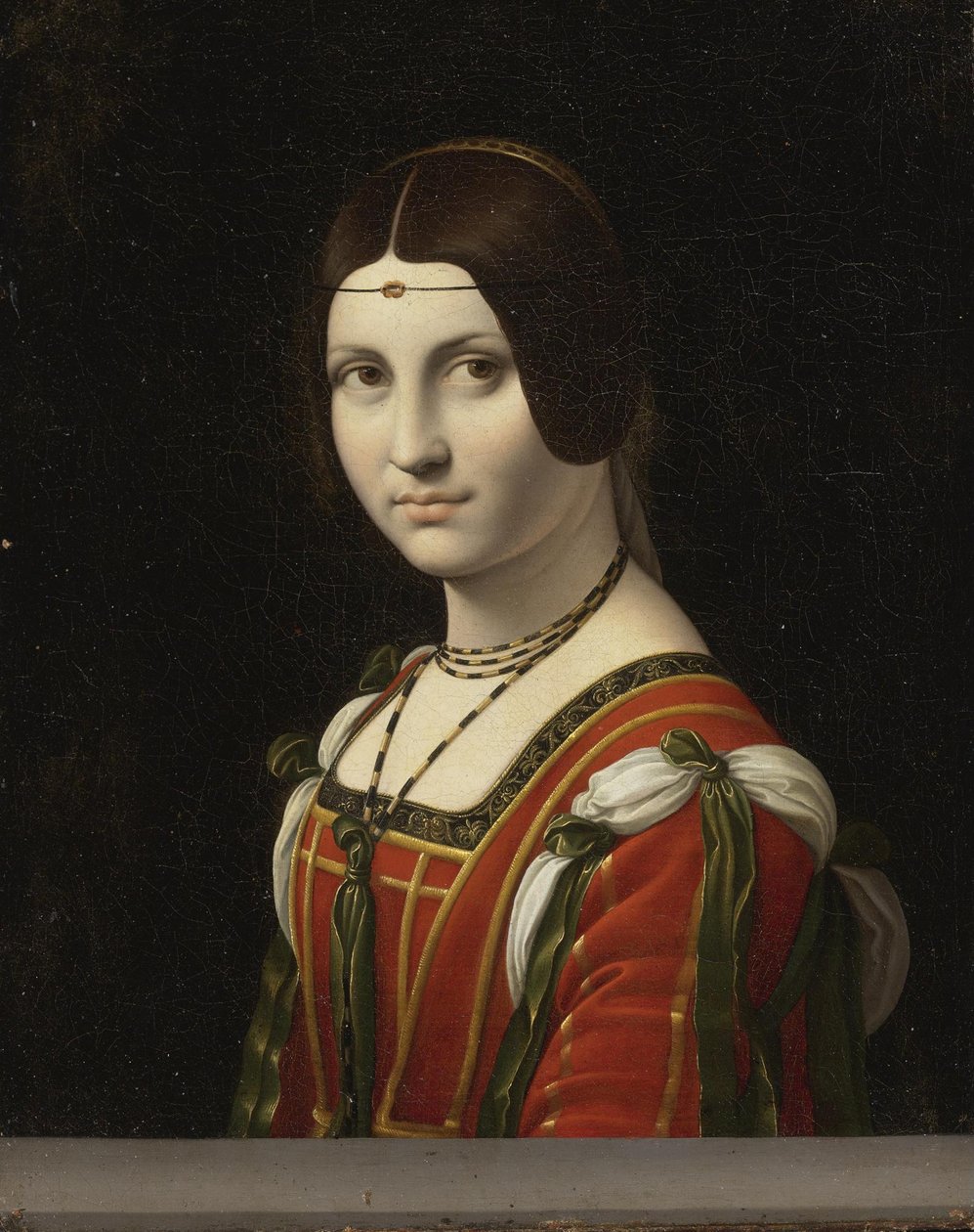 Portrett av en ukjent kvinne, kalt La Belle Ferronnière, før 1750 av Follower Leonardo Da Vinci
