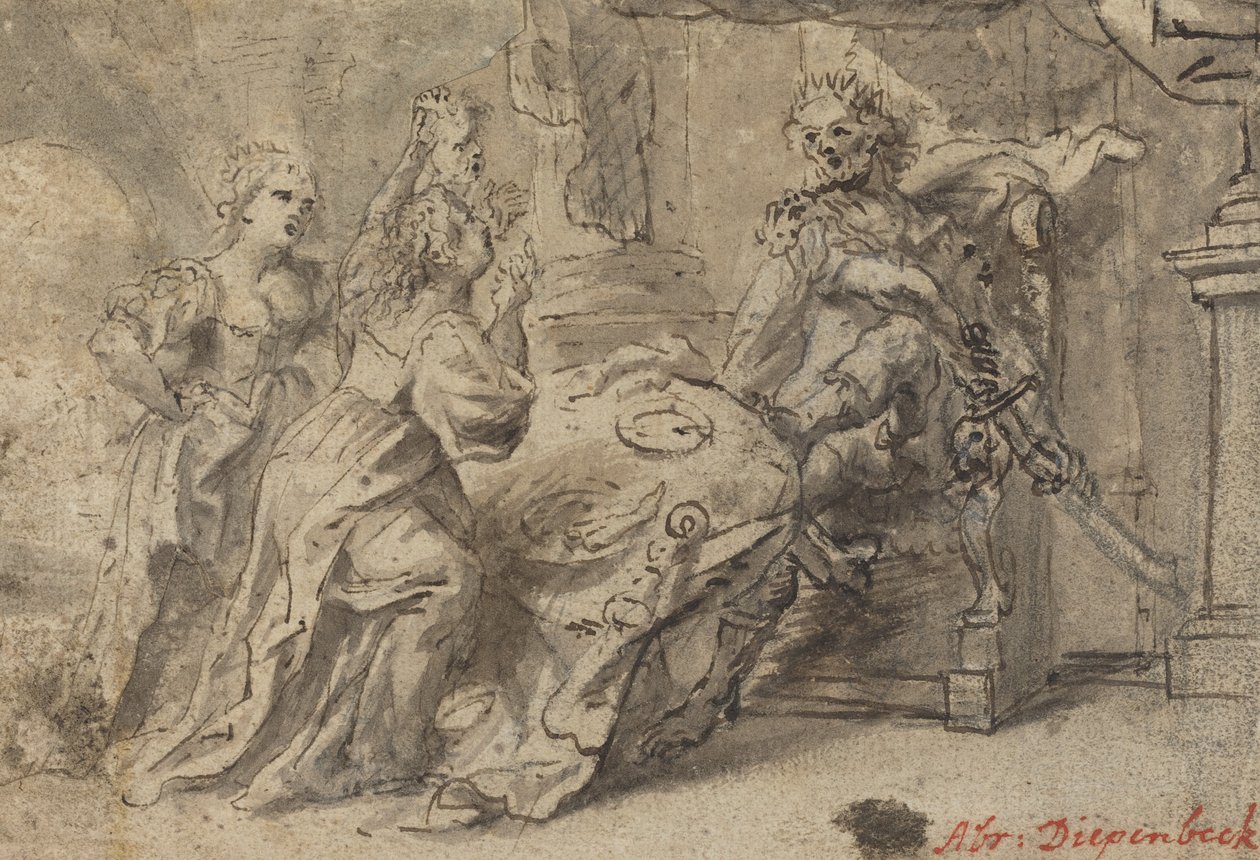 Philomela, Procne og den thrakiske kongen Tereus av Follower of Abraham van Diepenbeeck