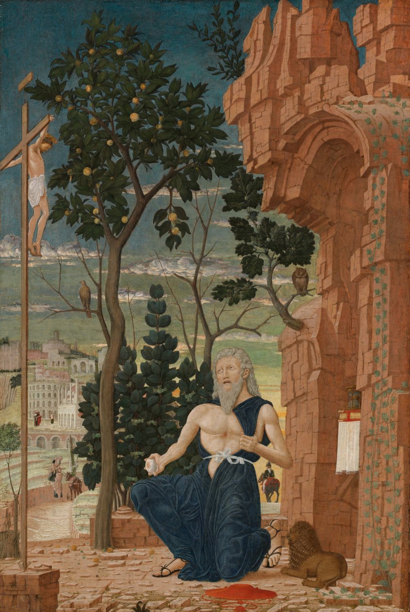 Saint Hieronymus i villmarken av Follower of Andrea Mantegna