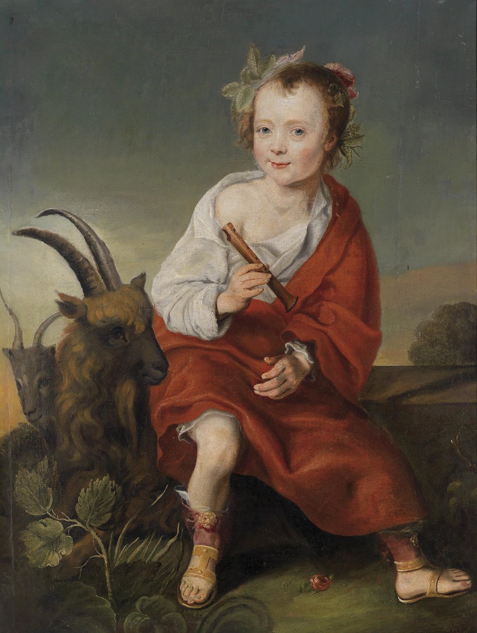Barn med fløyte og geiter av Follower of Jacob Gerritsz. Cuyp