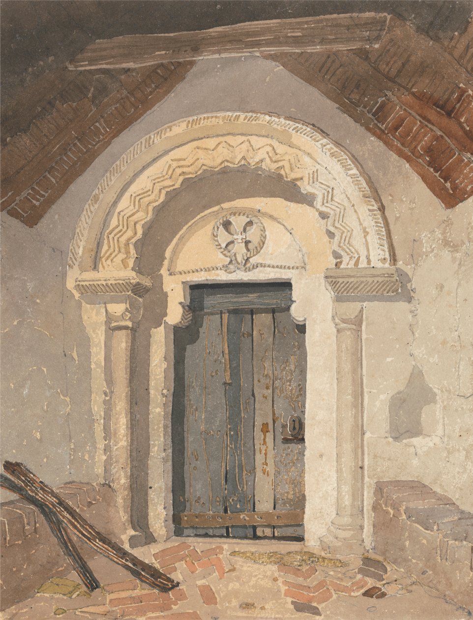 Norman Doorway, Tottenhill Church, Norfolk av Follower of John Sell Cotman