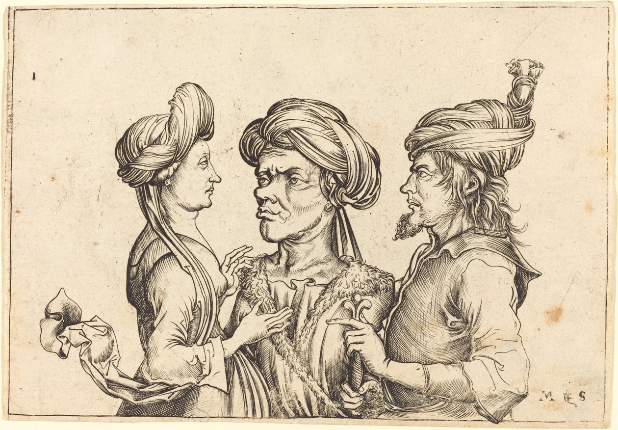 Tre orientalske skikkelser av Follower of Martin Schongauer