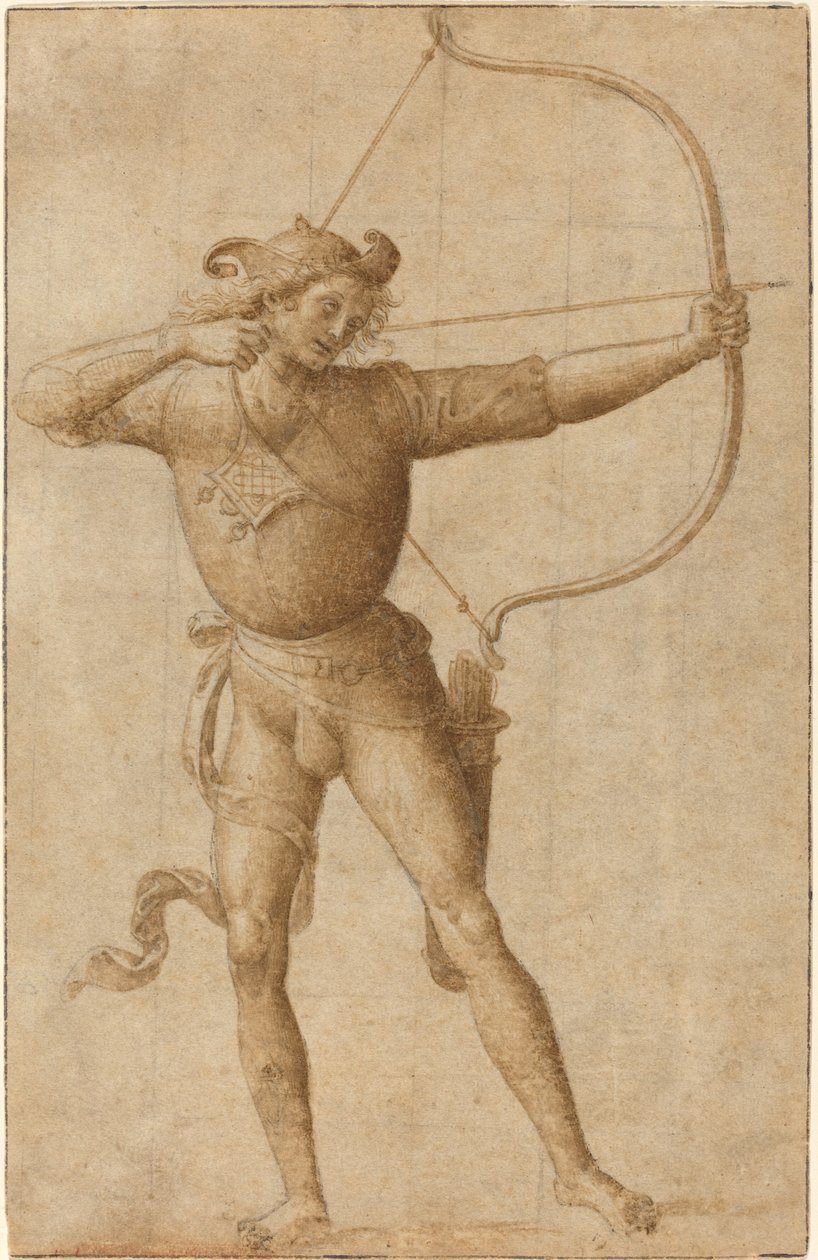 Bueskytter tegner en bue av Follower of Pietro Perugino