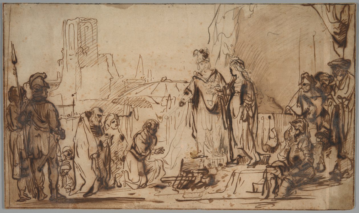 Scipio returnerer den spanske bruden til familien hennes av Follower of Rembrandt van Rijn