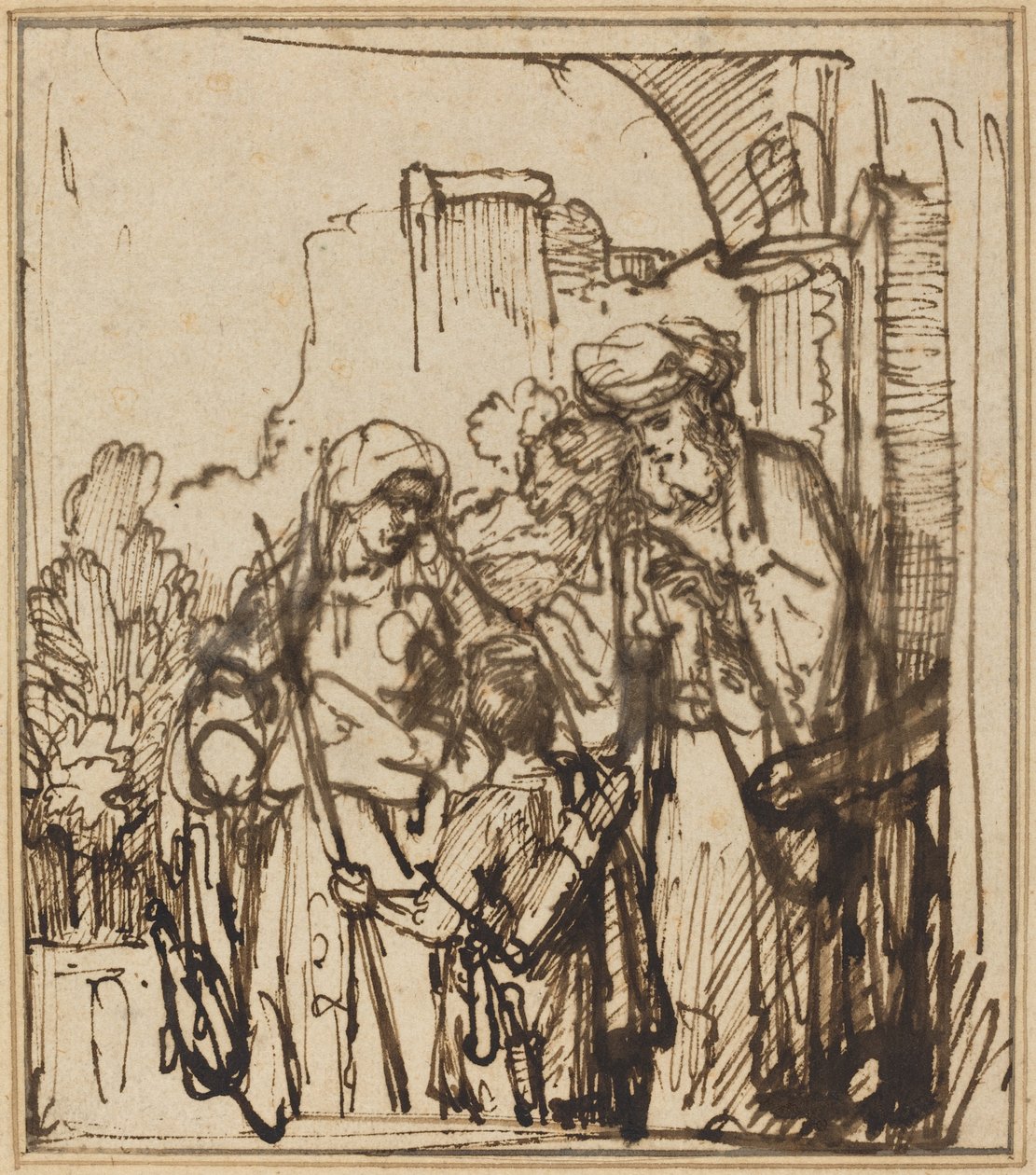 Avskjedigelsen av Hagar av Follower of Rembrandt van Rijn
