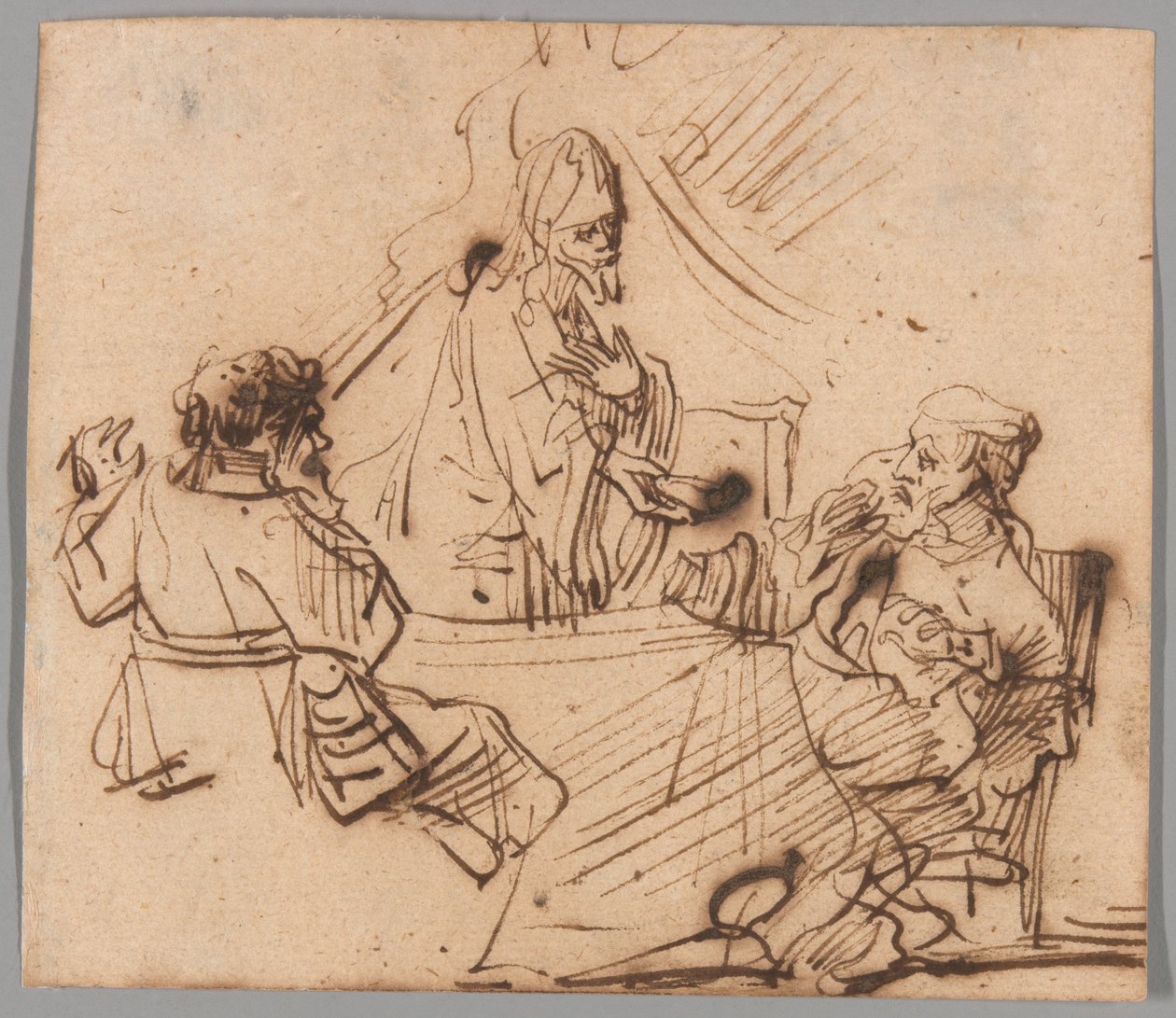 Nattverden i Emmaus av Follower of Rembrandt van Rijn