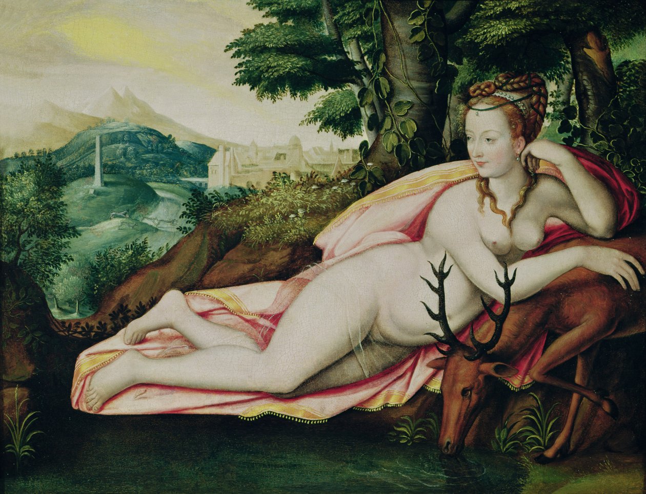 Diane de Poitiers (1499-1566) som Diana the Huntress av Fontainebleau School
