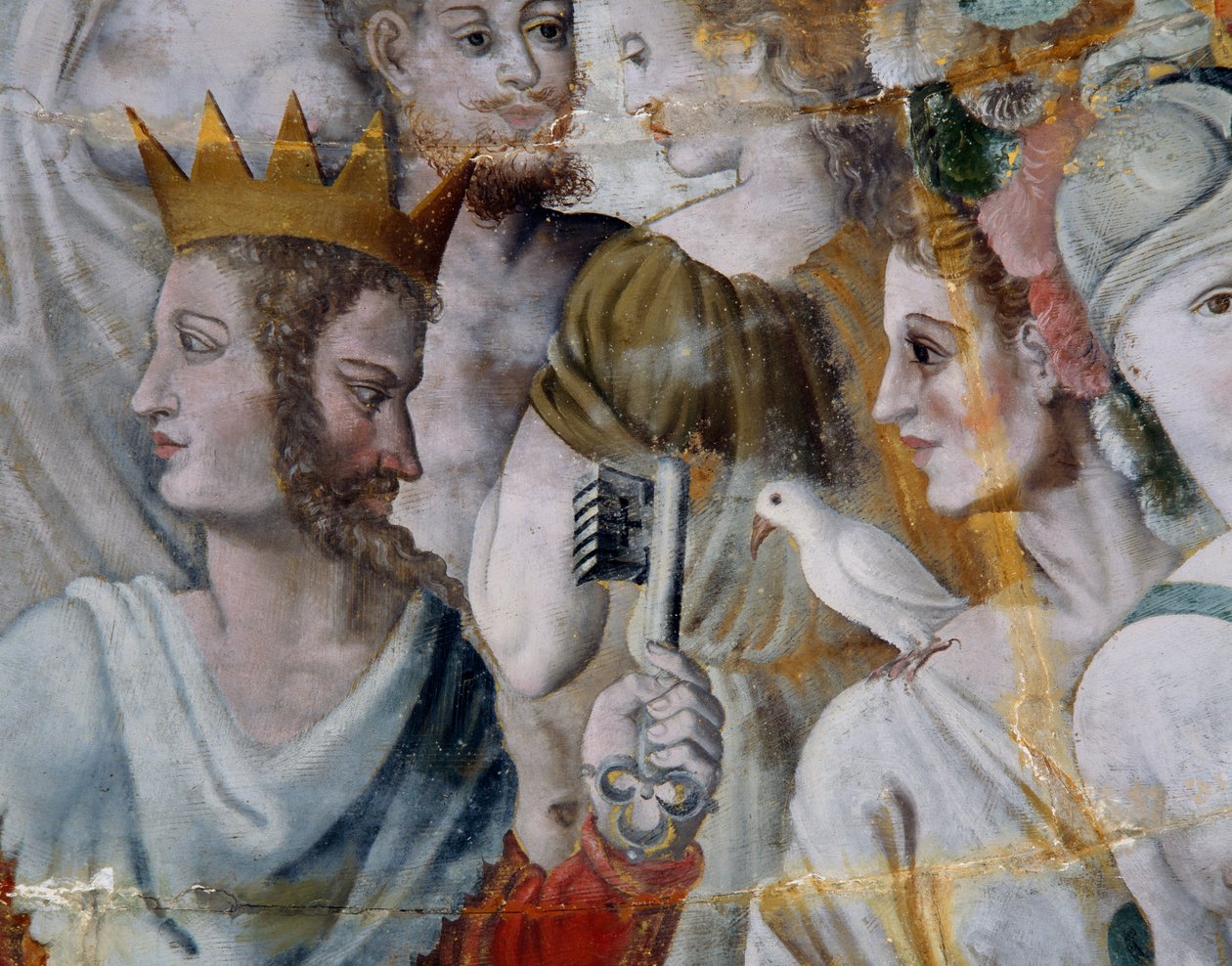 Janus med nøkler til byen Roma, og Juno, fresker i det forgylte tårnet i Ligue, Fontainebleau-skolen, Tanlay-slottet (1500-1600-tallet), Burgund, Frankrike av Fontainebleau School