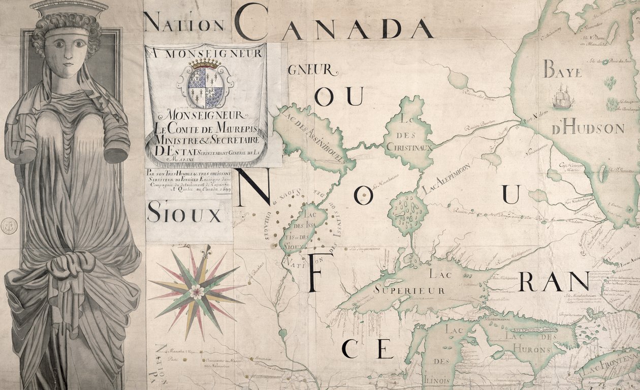 Kart over Nouvelle-France (Canada) 1699 (se også 159120) av Fonville