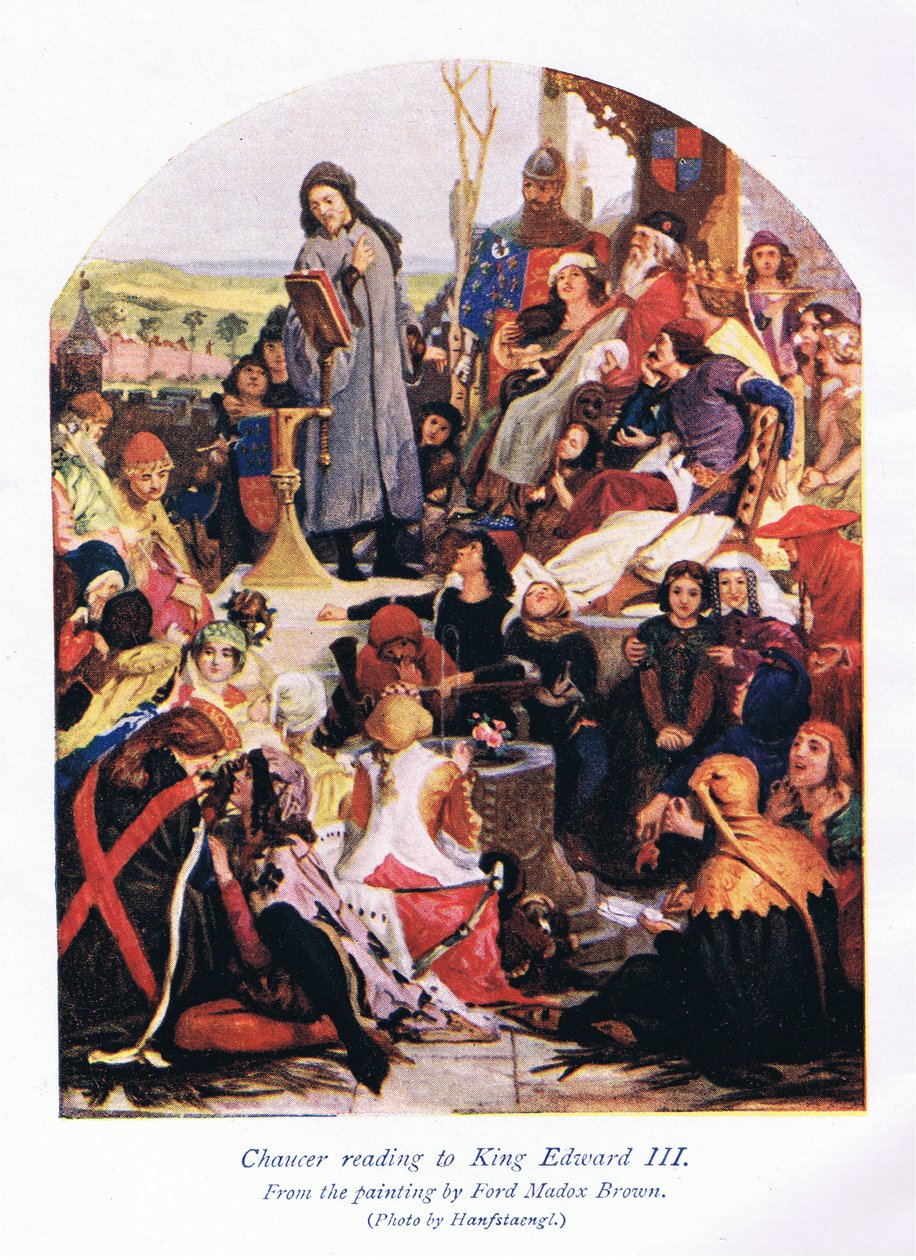 Chaucer leser for kong Edward III av Ford Madox Brown