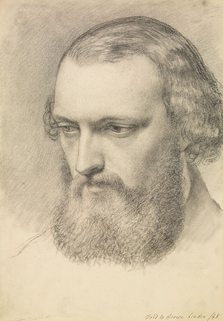 Portrett- Hodestudie av Daniel Casey (tre fjerdedels visning) av Ford Madox Brown