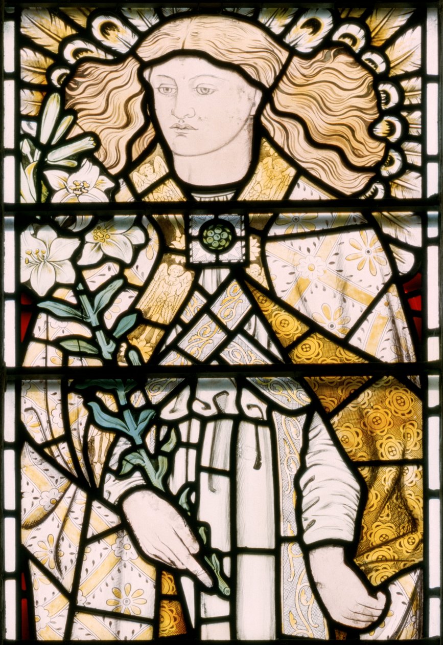 Erkeengelen Michael, 1862 (farget glass) av Ford Madox Brown