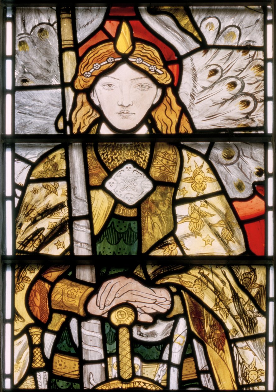 Erkeengel Uriel, 1862 (farget glass) av Ford Madox Brown