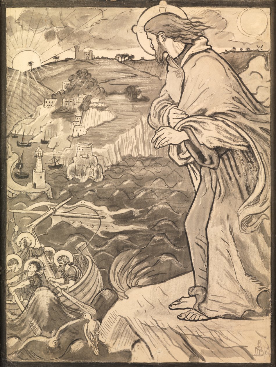 Kristus ser disiplene som arbeider ved åren av Ford Madox Brown