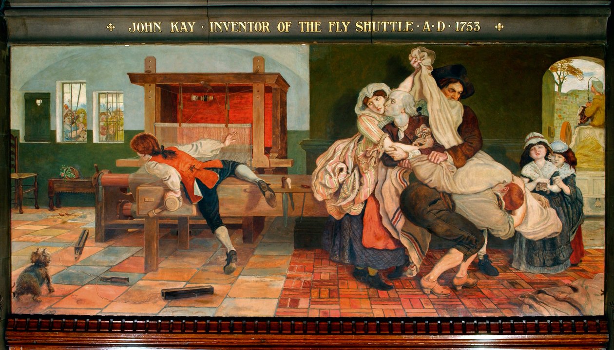 John Kay Oppfinner av flyfergen 1753 e.Kr av Ford Madox Brown