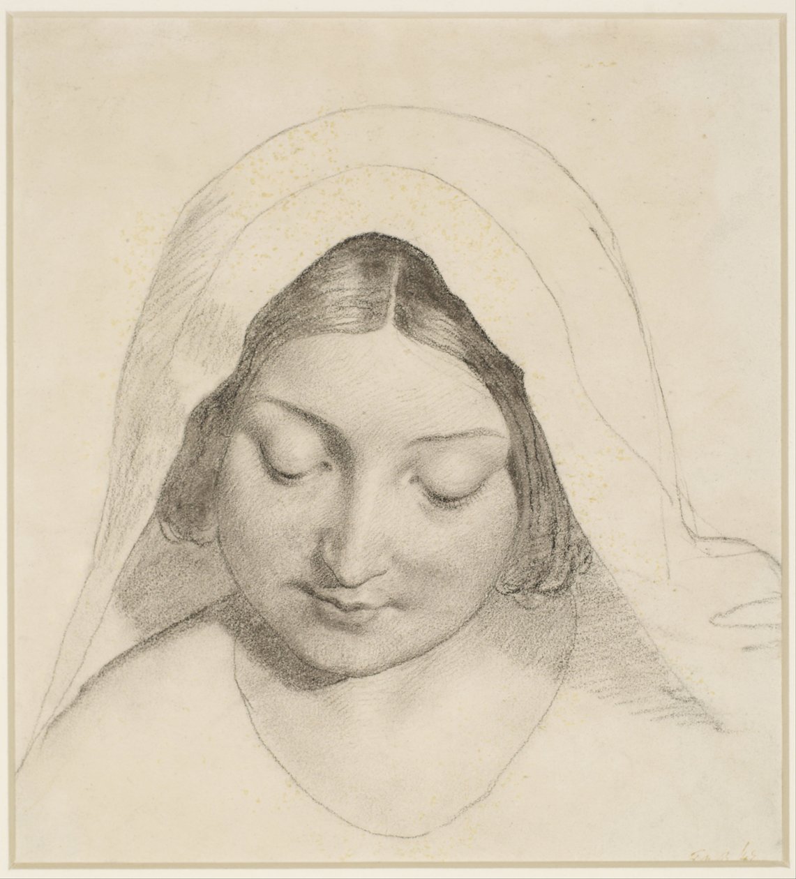 Vår Frue av lørdagskvelden - Studie for Madonnaens hode av Ford Madox Brown