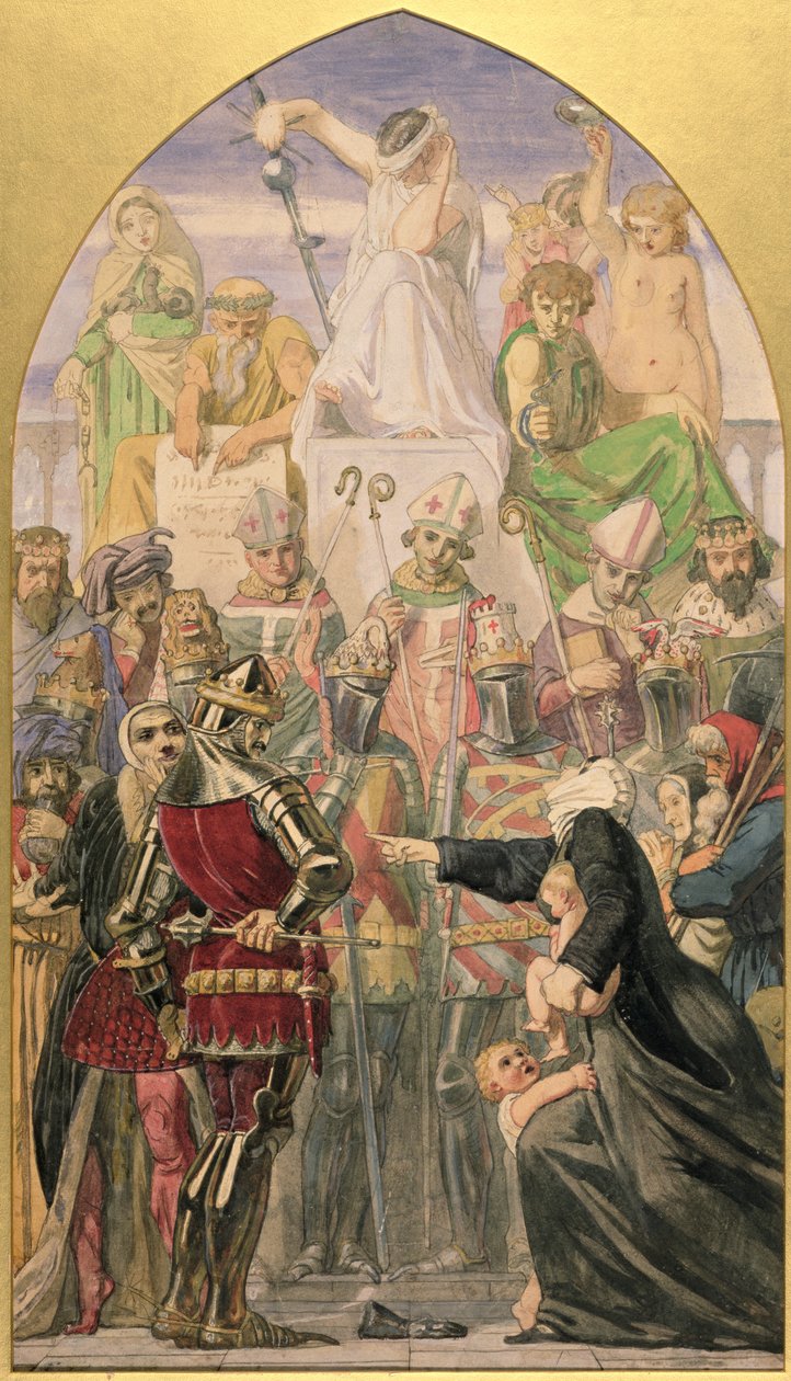 Studie for "The Spirit of Justice" (blyant, akvarell og kroppsfarge på papir) av Ford Madox Brown